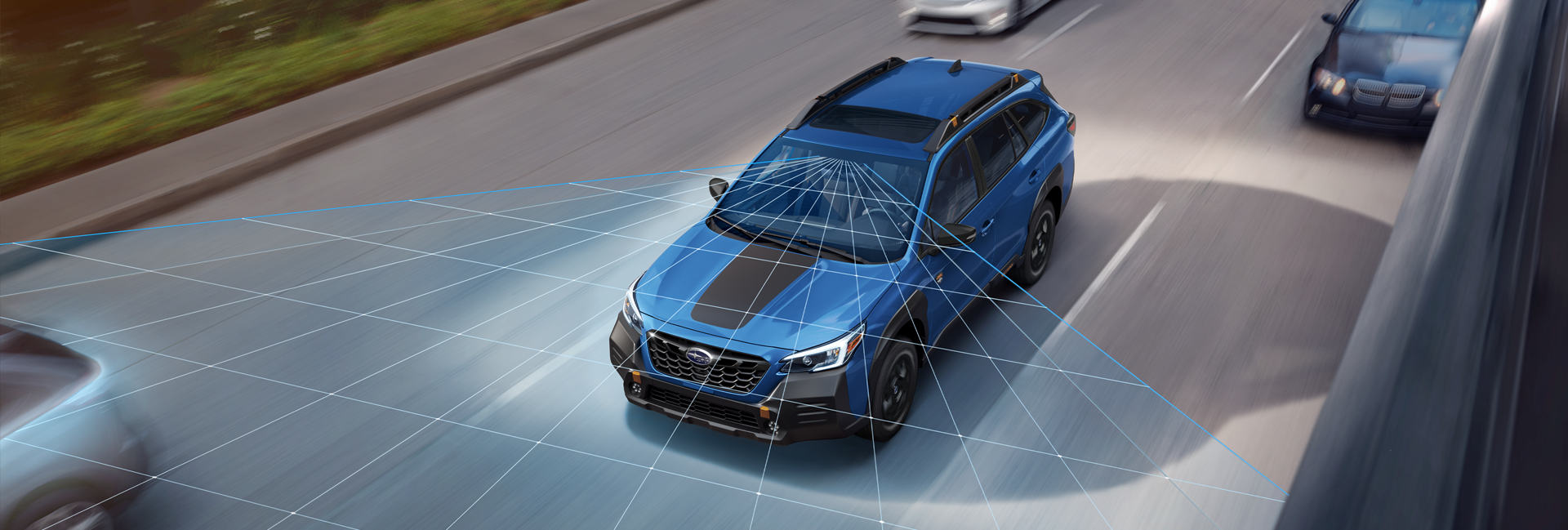 A photo illustration of the EyeSight Driver Assist Technology on the 2023 Outback Wilderness. | Burke Subaru in Cape May Court House NJ