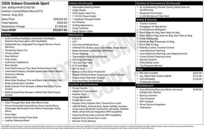 2026 Subaru CROSSTREK Sport
