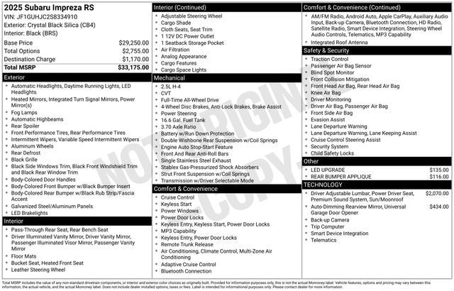 2025 Subaru IMPREZA RS