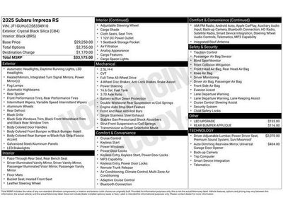 2025 Subaru IMPREZA RS