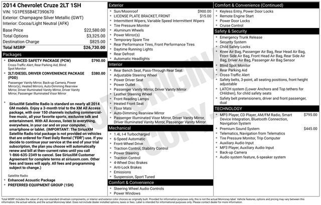2014 Chevrolet Cruze 2LT