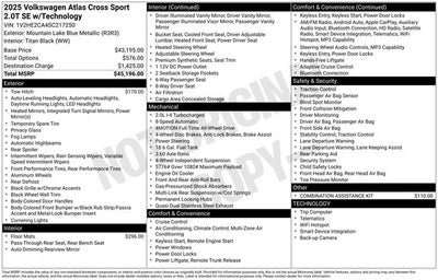 2025 Volkswagen Atlas Cross Sport 2.0T SE w/Technology