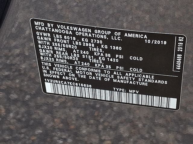 2019 Volkswagen Atlas 3.6L V6 SE w/Technology