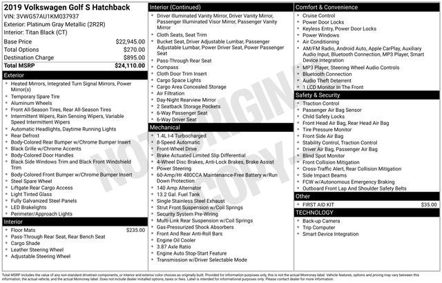 2019 Volkswagen Golf S