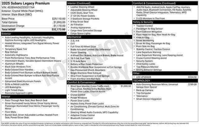 2025 Subaru Legacy Premium