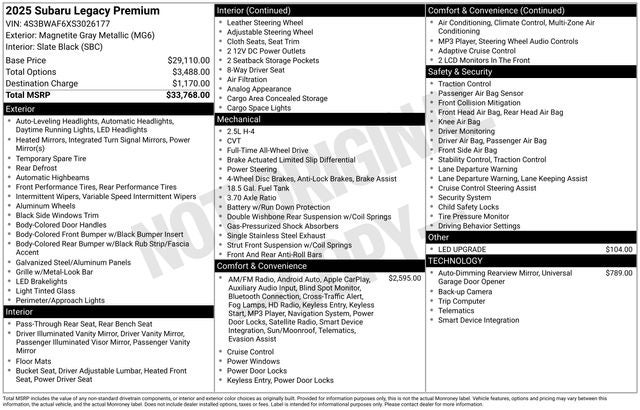 2025 Subaru Legacy Premium