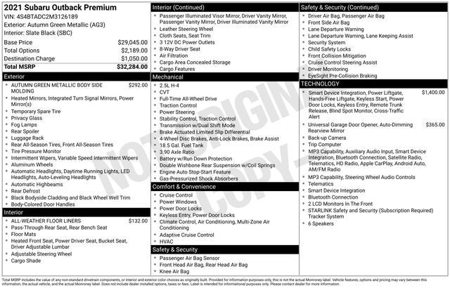 2021 Subaru Outback Premium