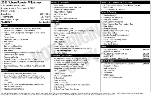 2026 Subaru Forester Wilderness