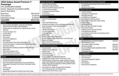 2026 Subaru Ascent Premium
