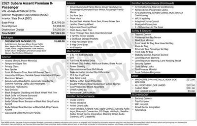 2021 Subaru Ascent Premium