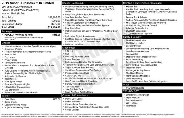 2019 Subaru Crosstrek 2.0i Limited