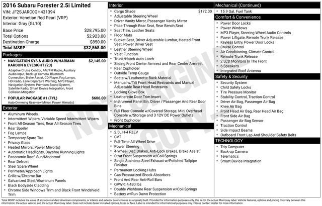2016 Subaru Forester 2.5i Limited
