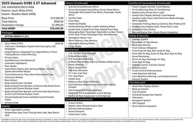 2025 Genesis GV80 3.5T Advanced