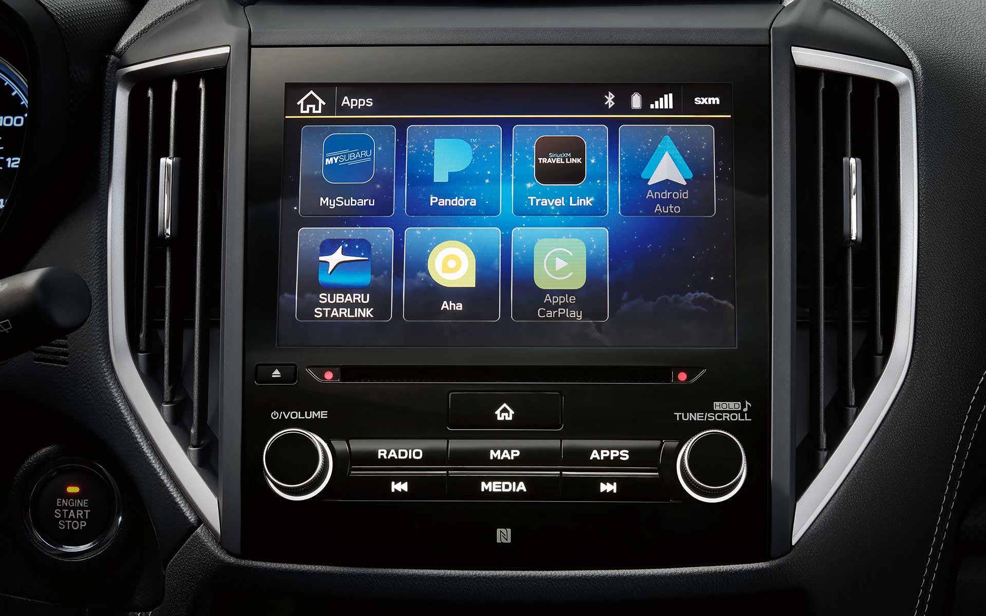 A close-up of the SUBARU STARLINK Multimedia touchscreen on the 2022 Forester. | Burke Subaru in Cape May Court House NJ
