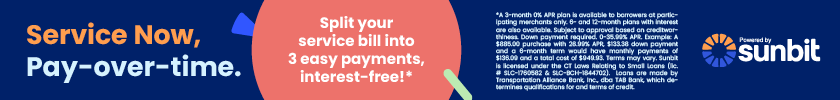 Sunbit, Service now pay over time with 3 interest free payments
